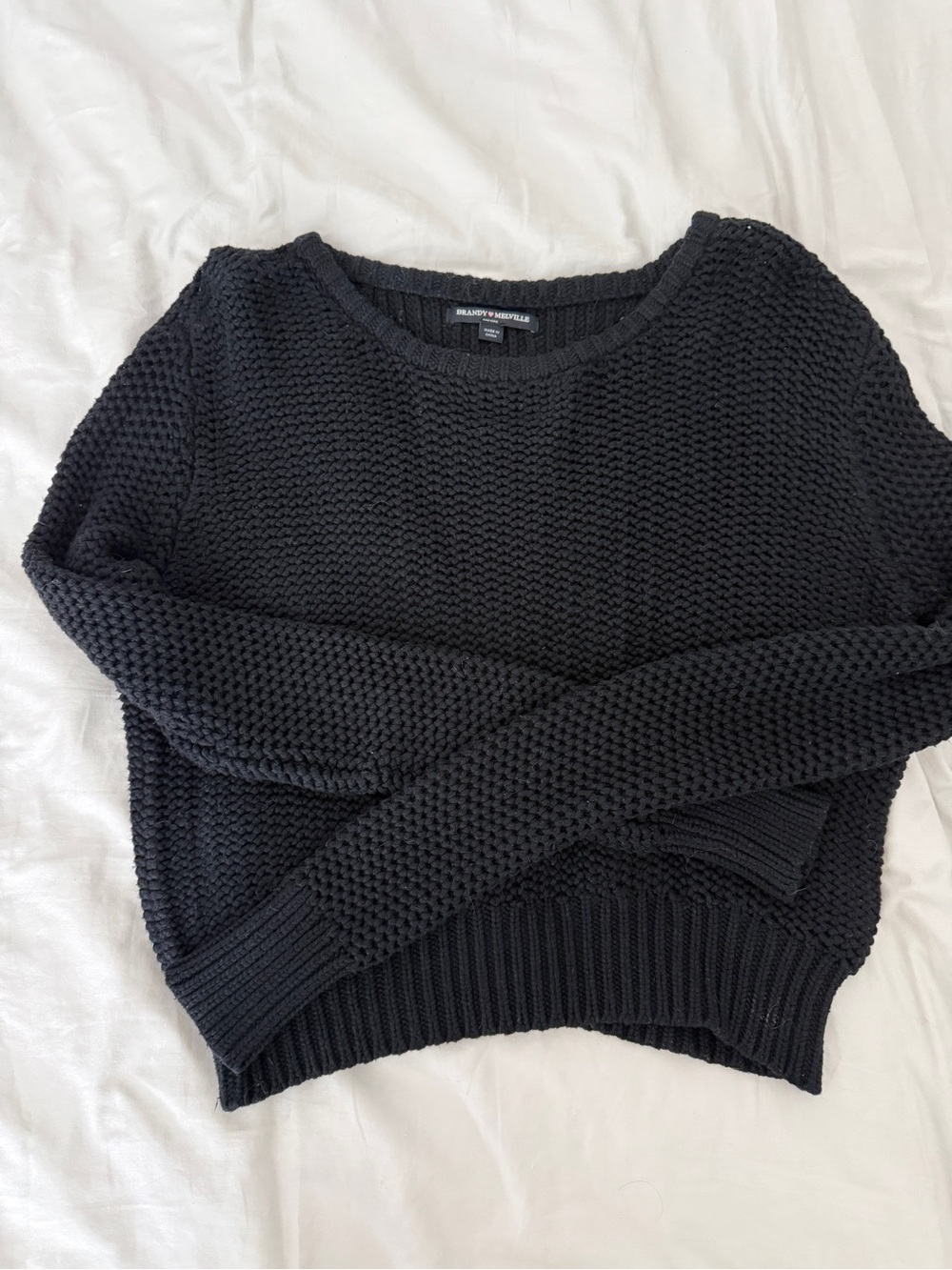 Brandy Melville Black Textured Crewneck Sweater